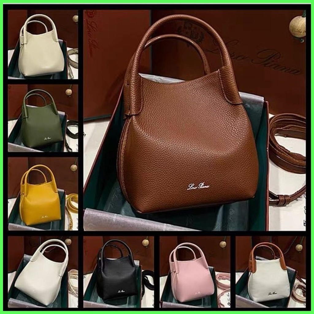 (จัดส่งรวดเร็ว) 23 รูปแบบใหม่ Loro piana Loro piana กระเป๋าผู้หญิง Bale Small Bucket Bag Cross-body 