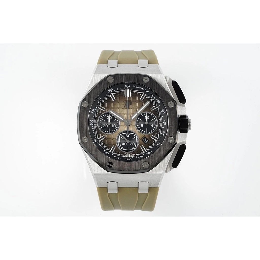 Apf Watch Royal Oak Offshore Type Series 26420SO เคสสแตนเลสแหวนเซรามิคอัตโนมัติ Chronograph 43 มม .