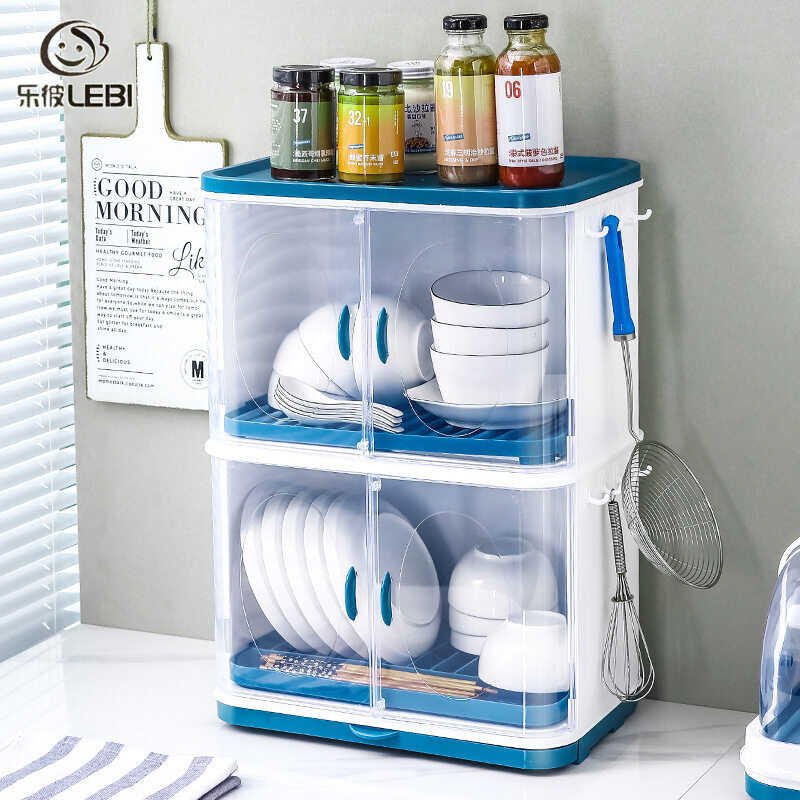drain Shelf kitchen cupboard with lid tableware storage box plastic dish rack