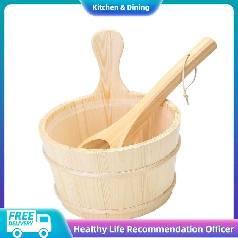 4L Barrel sharprepublic and Ladle Large Capacity Traditional Accessories for Home Sauna Room Bathro