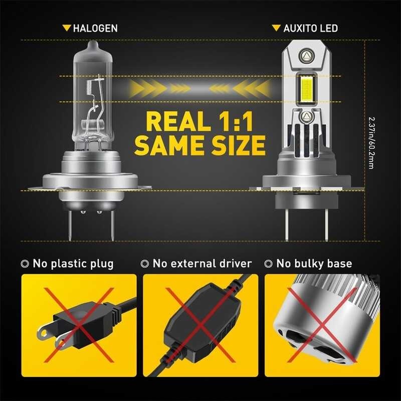 ❤ AUXITO หลอดไฟไฟหน้ารถมอเตอร์ไซค์แบบ LED H7 Q16 100W 20000Lm หัว
