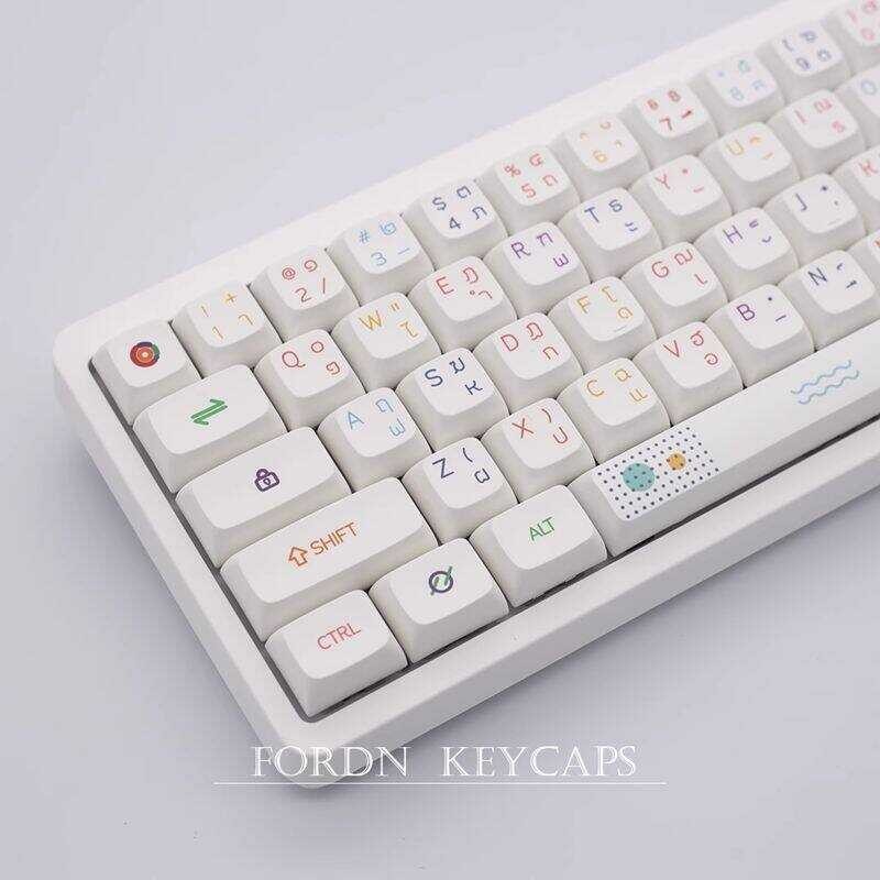 Neon 【Keycap Only】Thai Light Keycaps Minimalist white 127 Keys XDA Profile PBT Sublimation For Ch