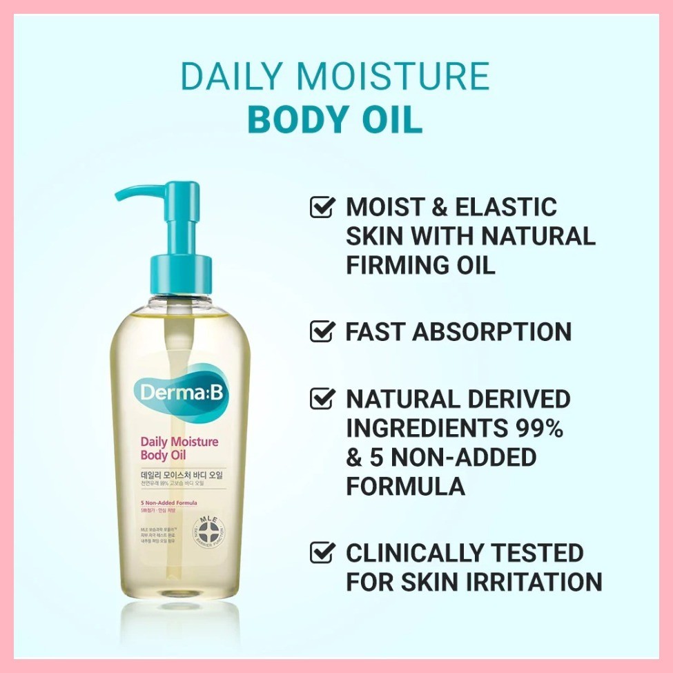 แนะนำ (แท้  พร้อมส่ง) Derma:B Daily Moisture Body Oil  ขนาด 200 ml.