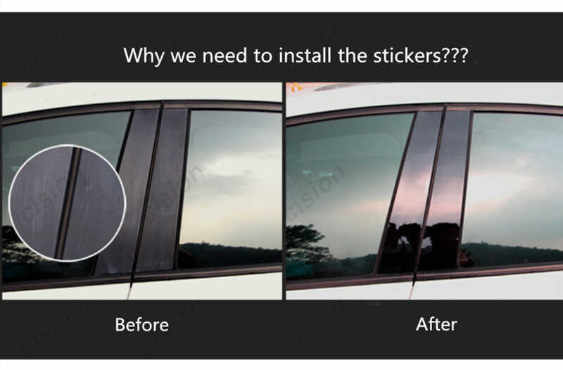 ❤ 6Pcs Glossy Carbon Fiber Black Car Door Window Column BC Pillar Post Cover Trim For Haval Jolio