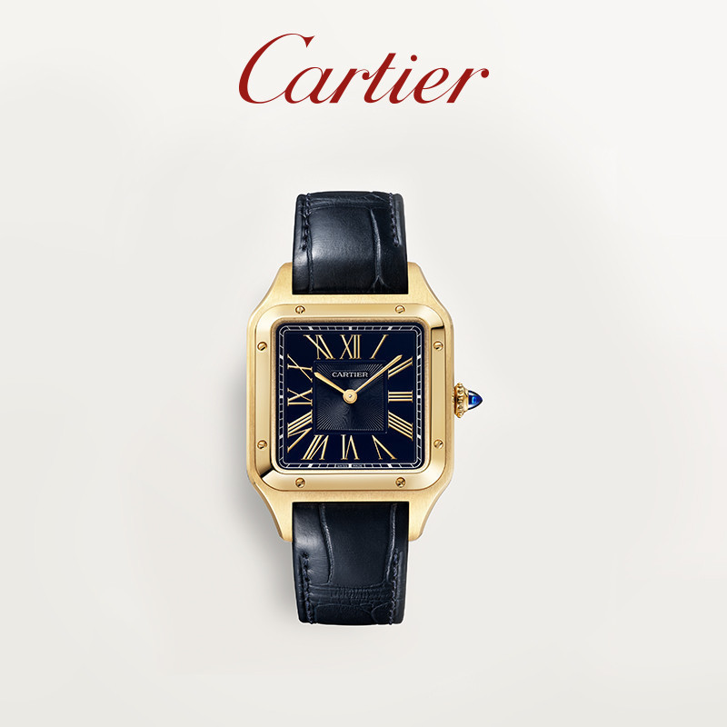 ♞,♘Cartier Cartier Santos-Dumont นาฬิกาข้อมือสายหนังจระเข้ สีทอง