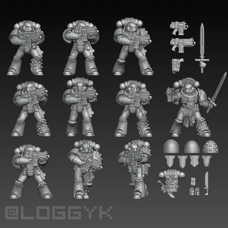 Warhammer Third Party New 4 Light Curing Printing Grey Mold Need Glue Assembly Coloring Floating Shoulder Armor ไม่ต้องใช้สติ๊กเกอร์น้ํา