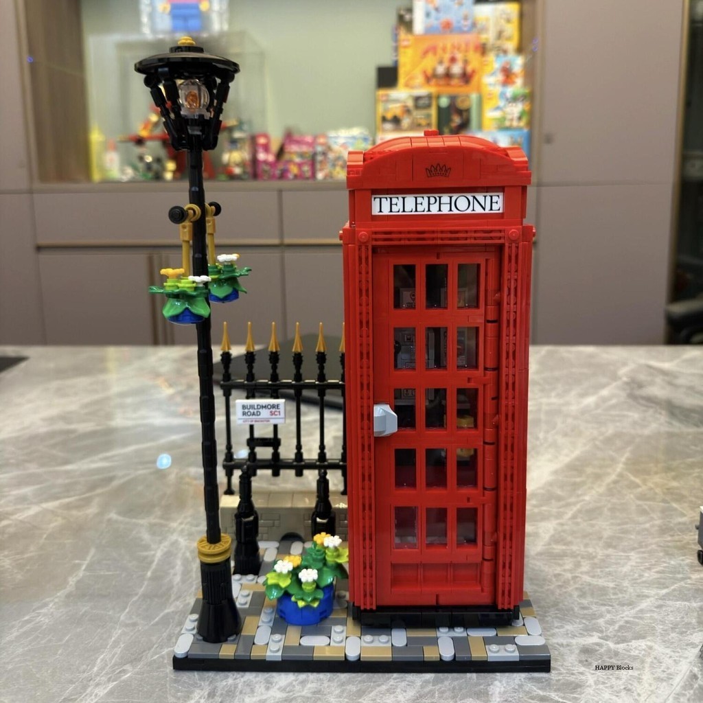 1460Pcs City Classic Red London Telephone Box Building Blocks Compatible with 21347 landmark Bricks 