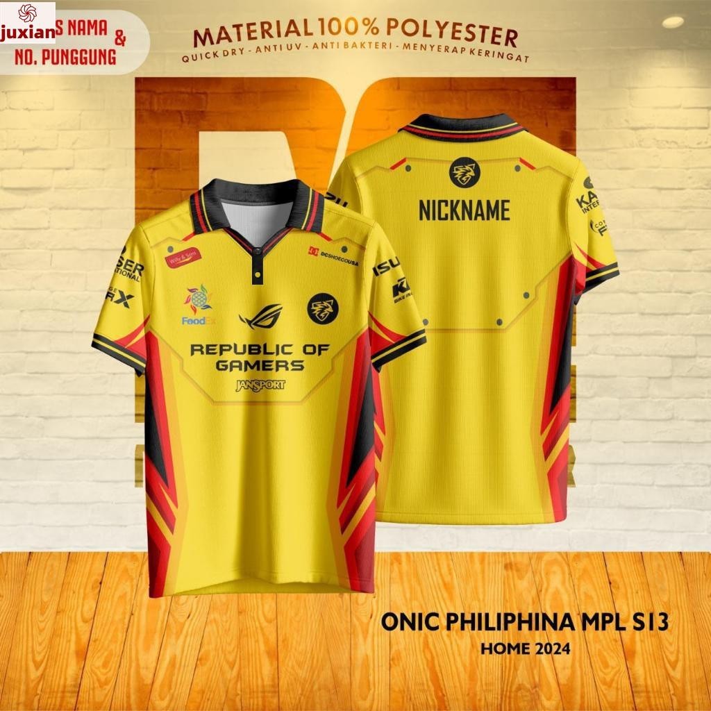 Jersey T-Shirt Tops Supporters ONIC PHILIPINA HOME ESPORTS MPL S13 ฟรี NickName 2025 ใหม่ร้อน