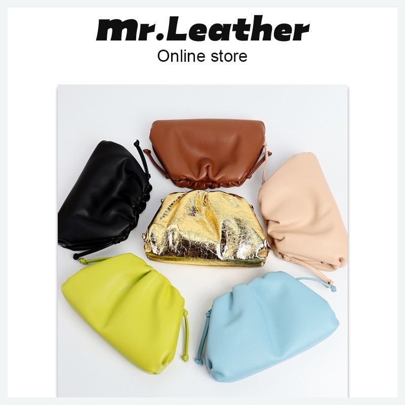 [Mr. Leather] Cloud Bag Pleated Clip Bag Women's Korean-Style Shoulder Bag Messenger Bag