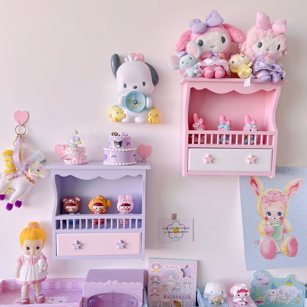 ♞,♘,♙สาวสีชมพูหัวใจINSชั้นวางของติดผนังห้องนอนไม้Organizerกล่องตาบอดตู้เก็บRack Storage Rack