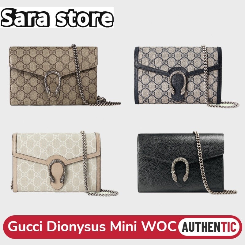 ♞,♘,♙กุชชี่ Gucci Dionysus WOC GG Supreme Canvas Mini Chain Bag 401231 กระเป๋าสตางค์โซ่