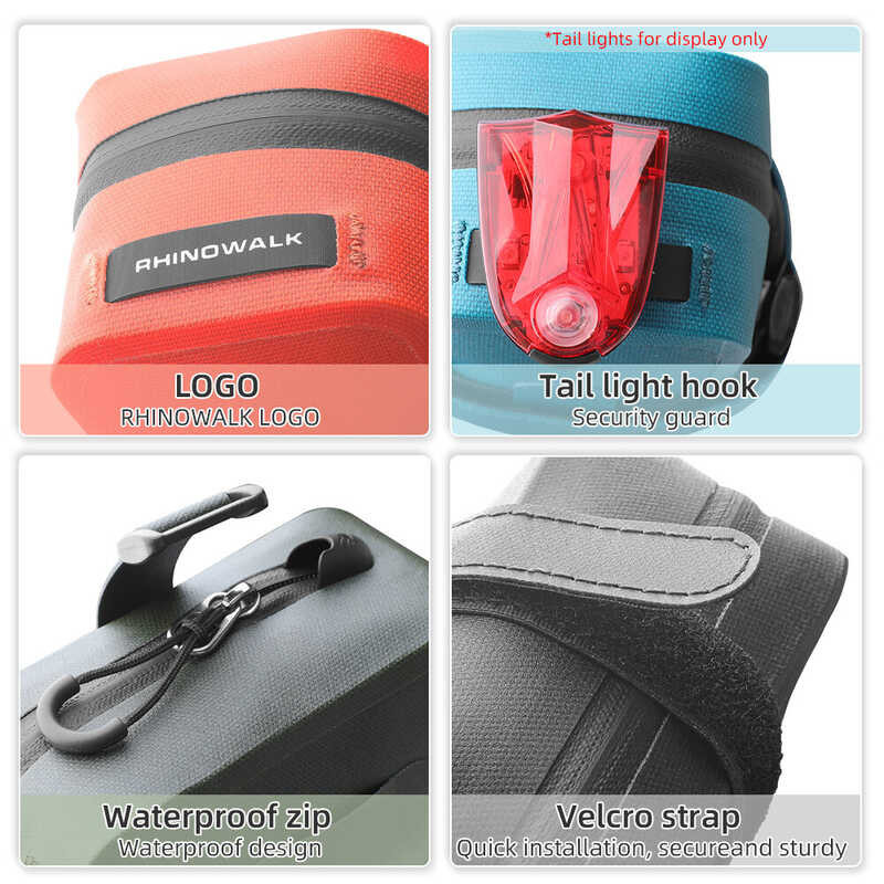 ❤ Rhinowalk Saddle Small 0.4L Waterproof Portable Lightweight Bike Tail Seatpost Outdoor Tool Rea