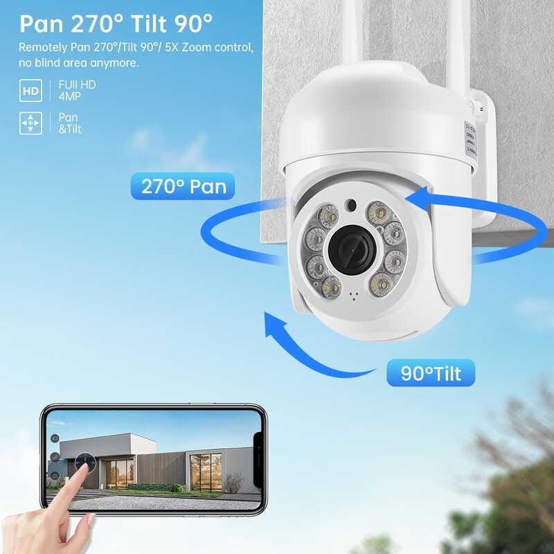❤ BESDER 4Mp 2Mp PTZ Wifi IP Camera กันน้ำกลางแจ้งซูมติดตามอัตโนมั