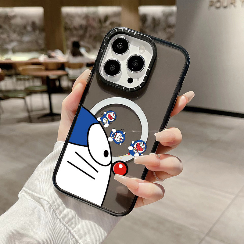 การ์ตูนโดราเอมอนไร้สายชาร์จแม่เหล็กสําหรับ IPhone 11 14 15 16 Pro Max 12 13 Pro Max ฝาครอบ 14 PLUS 16 PLUS ซิลิโคนนุ่มกันชนใสกันกระแทก - รูปที่ 2