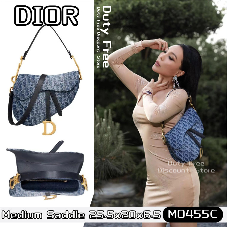 Dior Saddle Shoulder Bag ดิออร์ กระเป๋ายีนส์ปักลายผู้หญิง/กระเป๋ารักแร้  M0455C