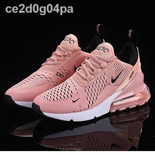 ♞,♘270 air max nike "Salmon pink" flyknit ผ้าใบทรงเตี้ยสำหรับผู้หญิง(36-40)#270 รองเท้า train