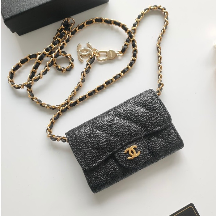 [พร้อมกล่อง] Chanel กระเป๋าสตางค์ หนังแท้ 100% ใบเล็ก สําหรับผู้หญิง A8937 ไซซ์ 11.3 * 7.5 * 2 ซม.