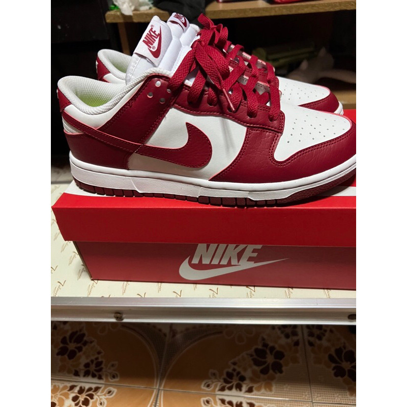 ♞,♘NIKE DUNK LOW NEXT NATURE WHITE GYM RED มือ 1 รองเท้า free shipping