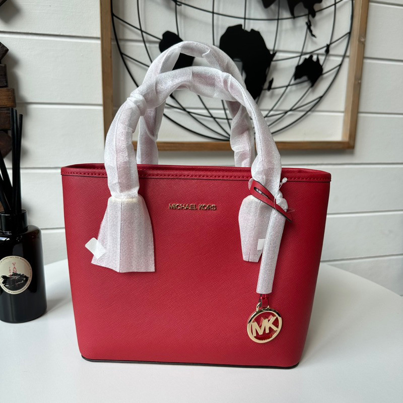 ♞,♘แท้ พร้อมส่งMK Michael Kors 35T9GTVT0L JET SET TRAVEL EXTRA-SMALL LOGO TOP-ZIP TOTE BAG