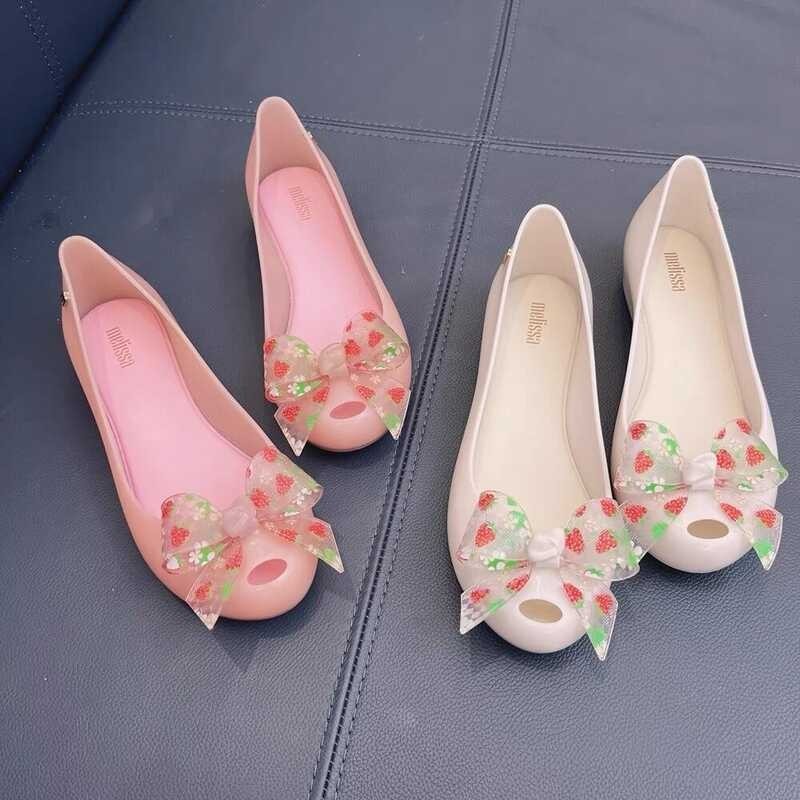 4 【August】 Melissa 2022 New Women's Single Shoes Fashion Korean Pointed Ladies Jelly Sandals Flat