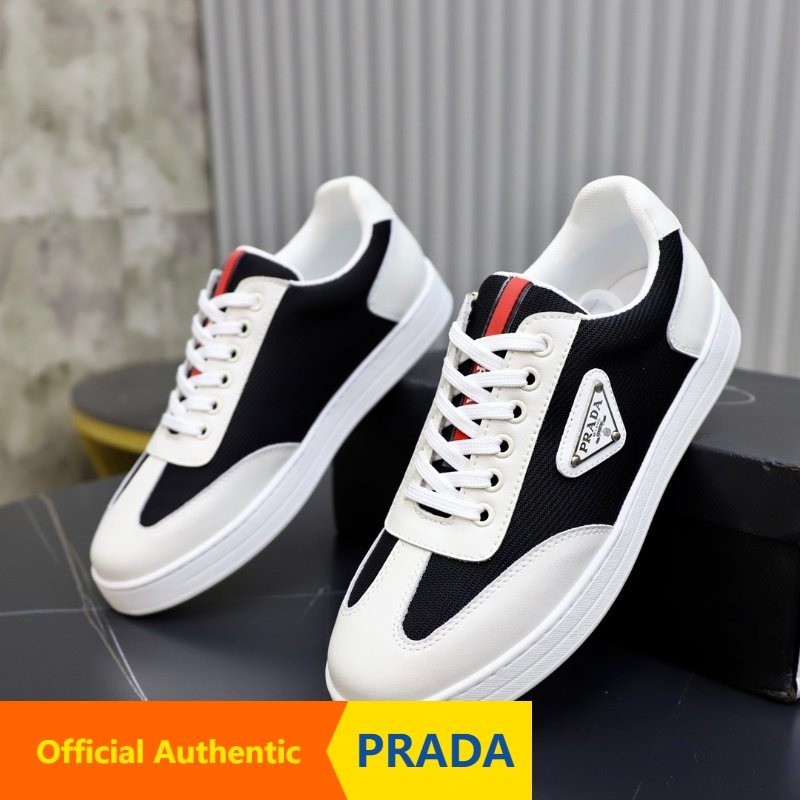 รองเท้ากีฬา รุ่น Prada หนังวัวแท้ ที่ทนต่อการสึกหรอ สไตล์อังกฤษ สําหรับผู้ชาย