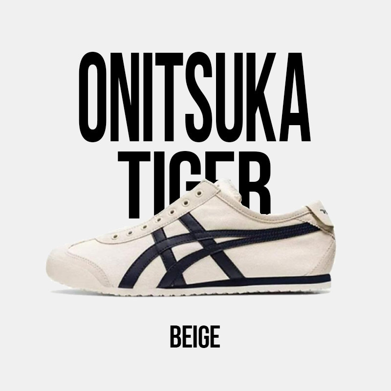ของแท้ 100% Tiger MEXICO 66 SLIP-ON BEIGE 1183A360-205 รองเท้าผ้าใบหุ้มข้อต่ำแบบ unisex