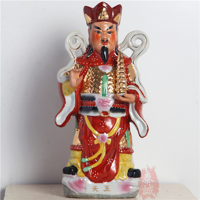 Taicheng Ceramic Buddha Statue Ceramic Crafts Decoration Ancient Color Boutique Tota Heavenly King Porcelain Statue