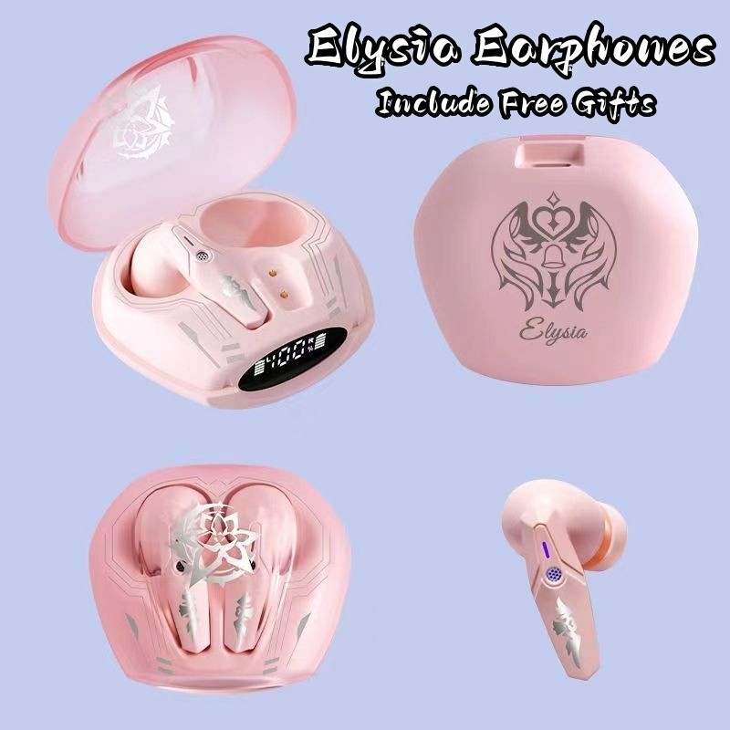 【ฟรีของขวัญ】Honkai Impact 3 Elysia TWS หูฟังบลูทูธไร้สาย 5.3 พร้อมปลายหูฟัง Elysia HiFi ลดเสียงรบกว