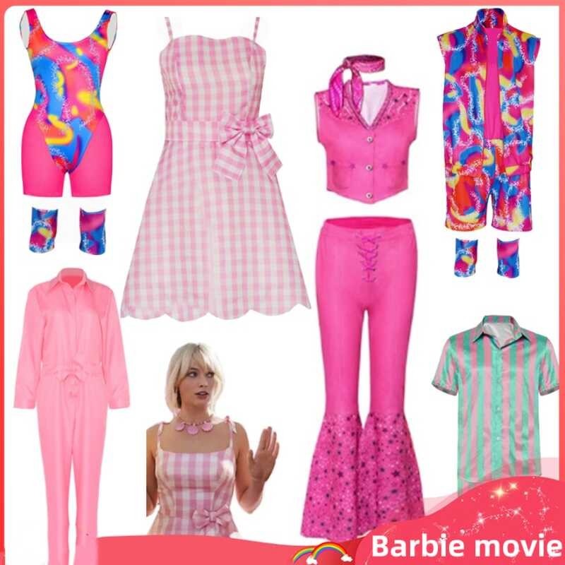 Ken 2023 Movie Cosplay Costume Pink Dress Necklace Men Woman Sand Party Swimwear Beachwear Hallowee