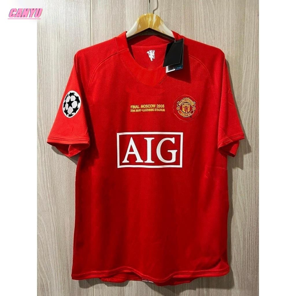 【Free Custom 】 - เสื้อฟุตบอล ย้อนยุค แมนยู Home เหย้า 2007/2008 พร้อมชื่อ Cristiano Ronaldo เบอร์ 7