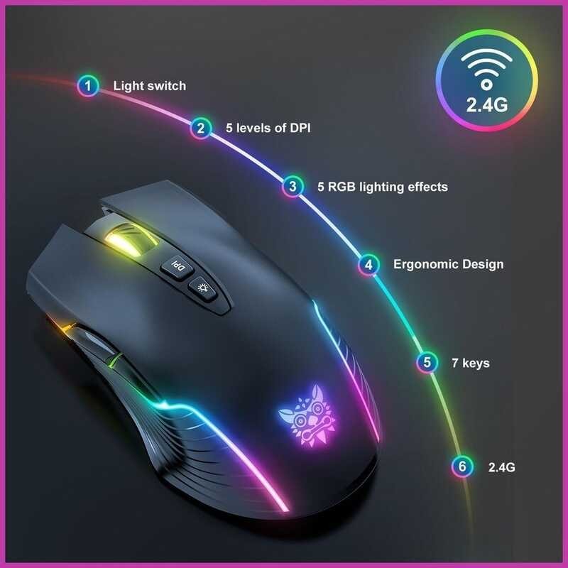 [HOT ❀ SDGFLHK 118] Onikuma CW905 Professional RGB Wireless Gaming Mouse Build-in Rechargeable 700m