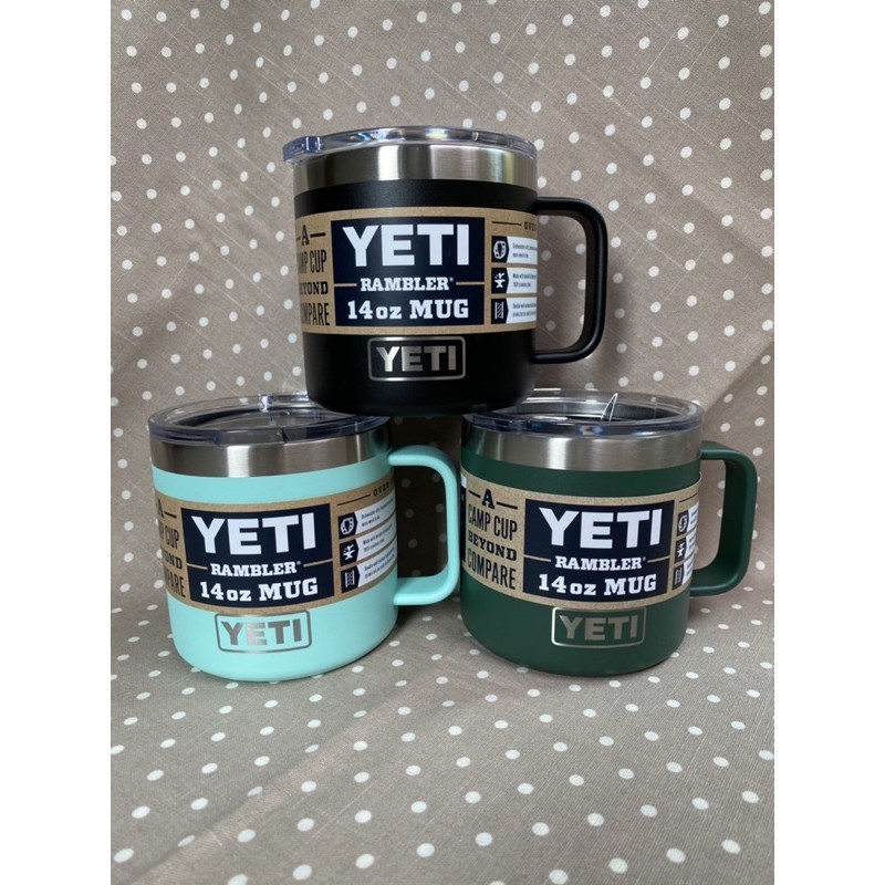 ♞,♘Yeti Rambler 14oz Mug Standard Lid สี Black, Seafoam, Northwoods Green แก้วเยติของแท้ ของใหม่ พร