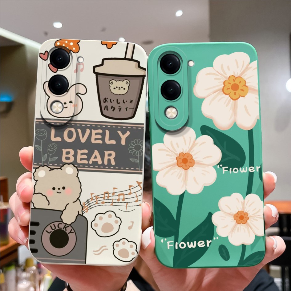 ปลอกสําหรับ Vivo Y04 Y04S 4G กรณีแฟชั่นดอกไม้ Soft Liquid อัพเกรด Anti Slip ป้องกันสําหรับ VivoY04S Shell Capa