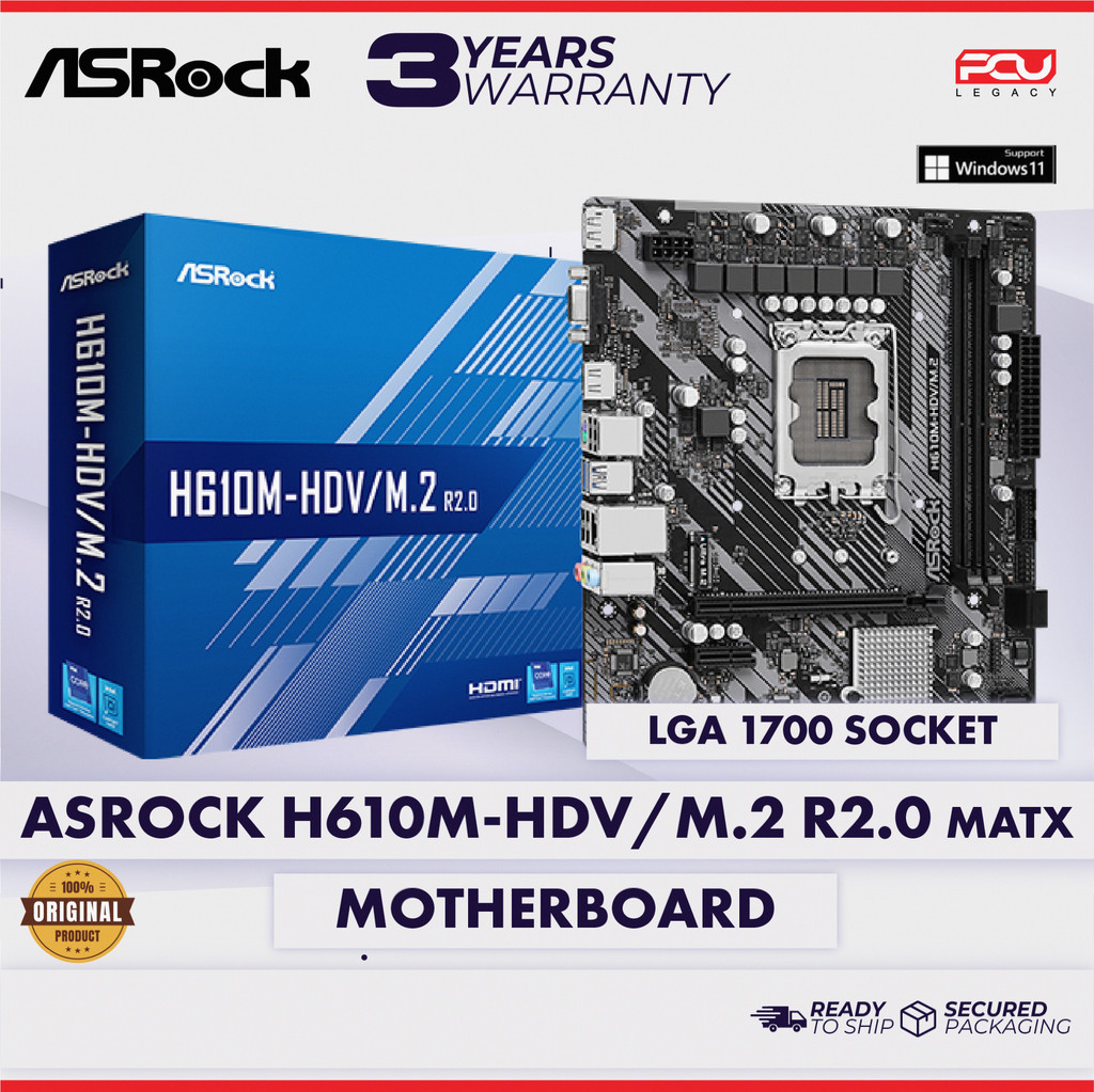 ASROCK H610M-HDV/M.2 R2.0 MATX DDR4 LGA 1700 MOTHERBOARD