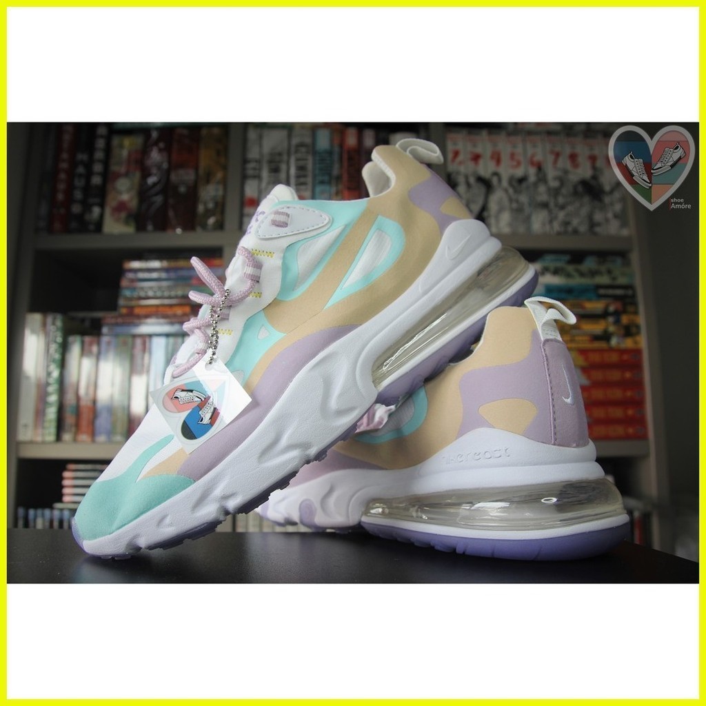 ♞,♘ ︎  NIKE AIR MAX 270 REACT [SUMMIT WHITE / PLUM / MINT GREEN / GOLD CONCEPT COLORWAY] รองเท้า fr