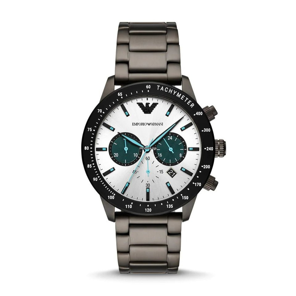 ♞,♘,♙Emporio Armani Chronograph Gunmetal Stainless Steel Watch  AR11471 43mm