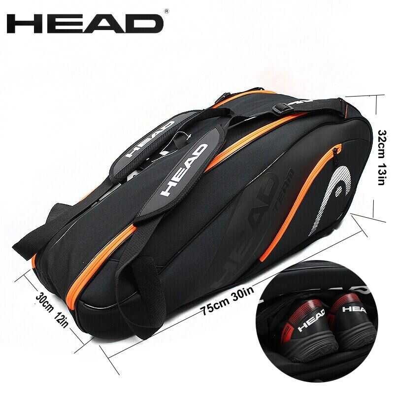 ➧ Original HEAD Squash Backpack 6-7 Large Capacity Tennis Badminton Men Raquete De Tenis Padel Ra