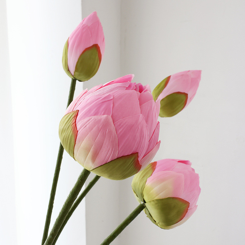 ใหม่สไตล์จีนดอกไม้ดอกบัวดอกไม้ปลอมใบบัวห้องนั่งเล่นตกแต่งดอกไม้เซนที่พักพร้อมอาหารเช้าชั้นพืชใบบัวฝ