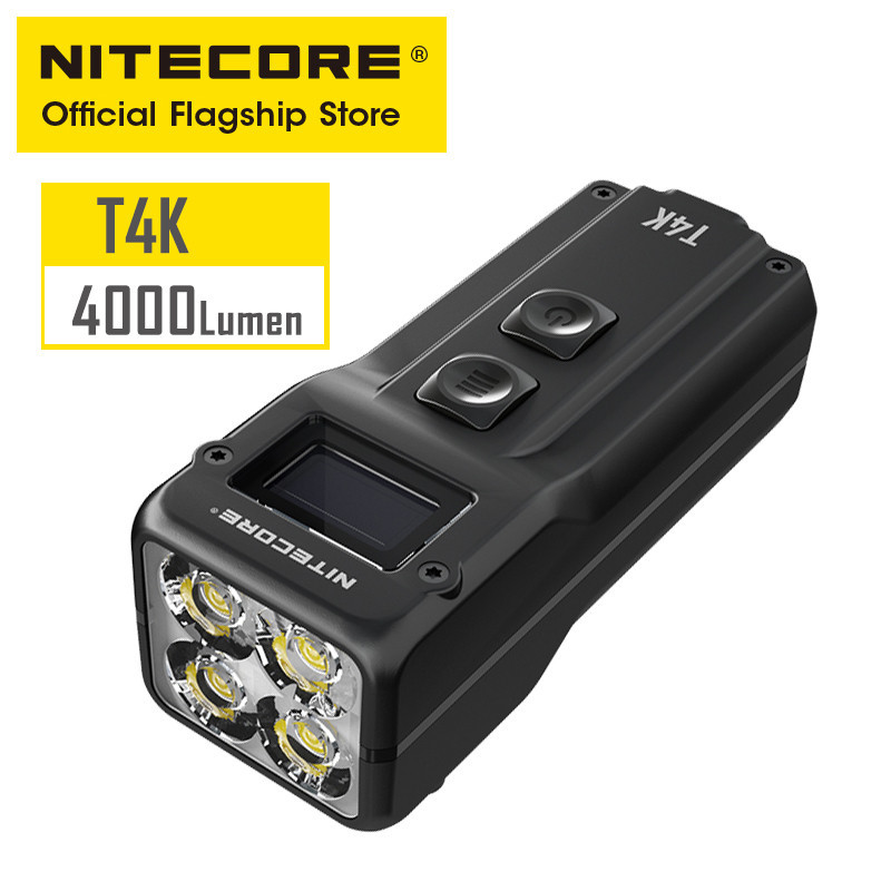T4k NITECORE พวงกุญแจไฟฉาย 4000 ลูเมนมือถือแบบพกพา super bright USB-C ชาร ์ จฉุกเฉิน edc คีย ์ โคมไฟแบตเตอรี ่