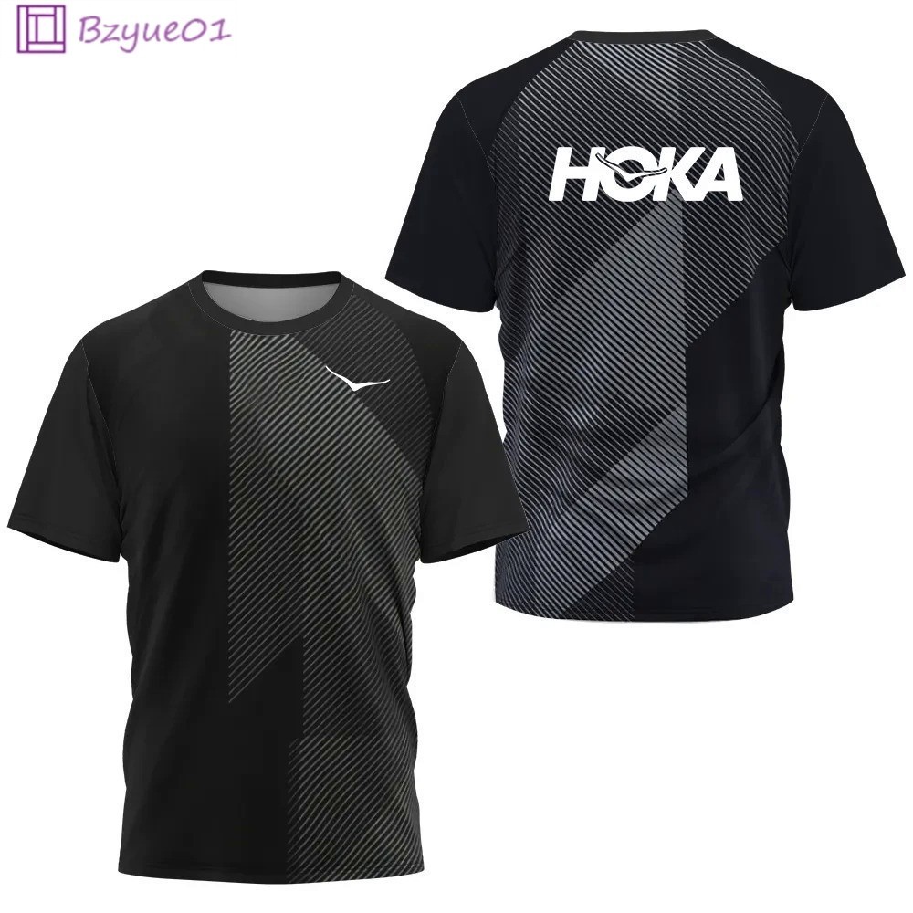 Breathable Hoka เสื้อยืดออกกําลังกายผู้ชายแฟชั่นลําลองเทนนิสกีฬาฤดูร้อน Quick-Drying แขนสั้น Plus ขนาดผู้ชาย Top