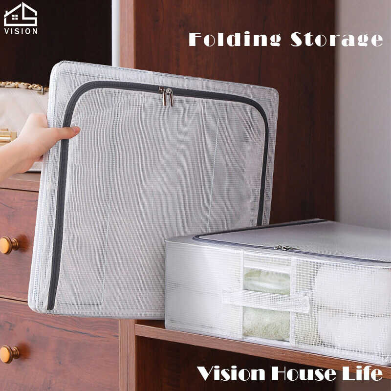 Under Vision Foldable Storage Steel Frame Cloth Quilt Wardrobe Finishing Box Large Capacity Bed She