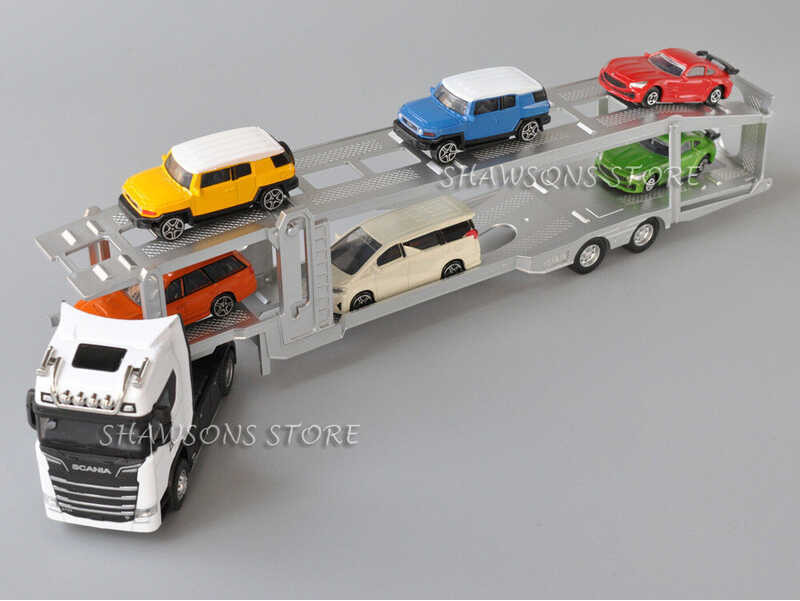 Diecast โมเดลรถบรรทุกสเกล 1:50 Scania S730 Tractor With Car Transporter Semi-Trail