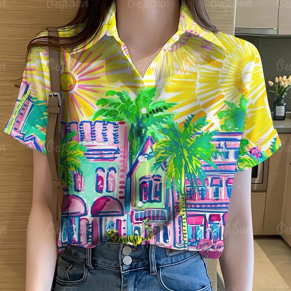 เสื้อเชิ้ตแขนสั้นพิมพ์ลายดอกไม้ สไตล์ฮาวาย thumbnail 8