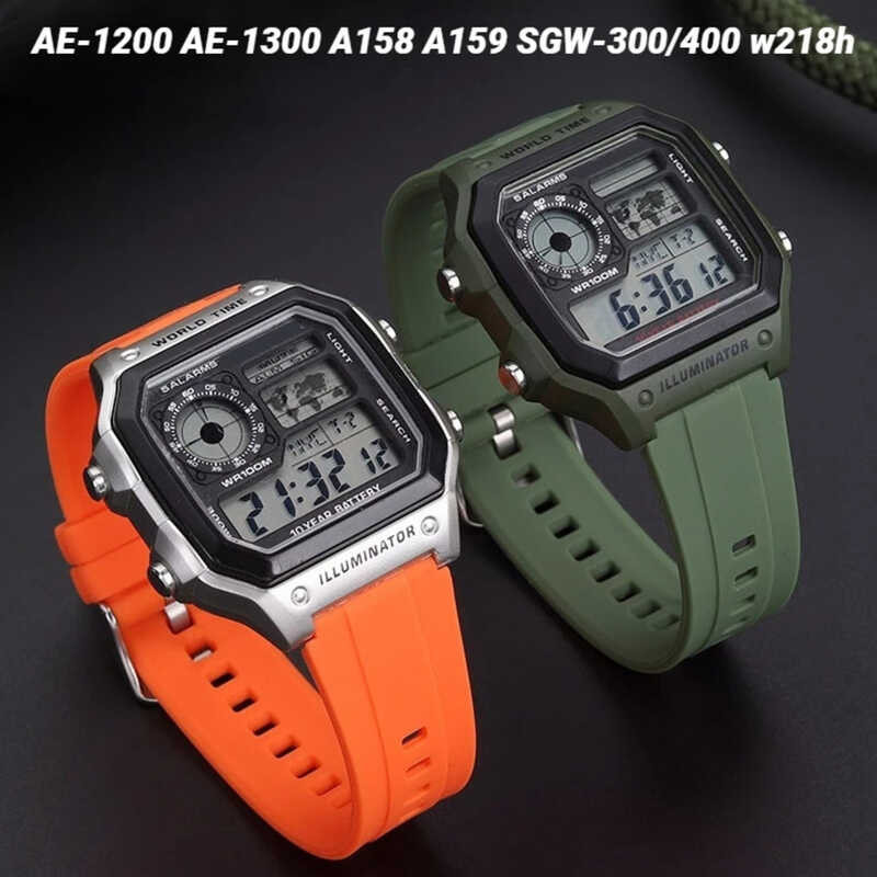 ▥ AE 1200 Quick Release Soft Watchband สําหรับ Ae-1200 Ae-1300 A158 A159 Sgw-300/400 W218h สายน