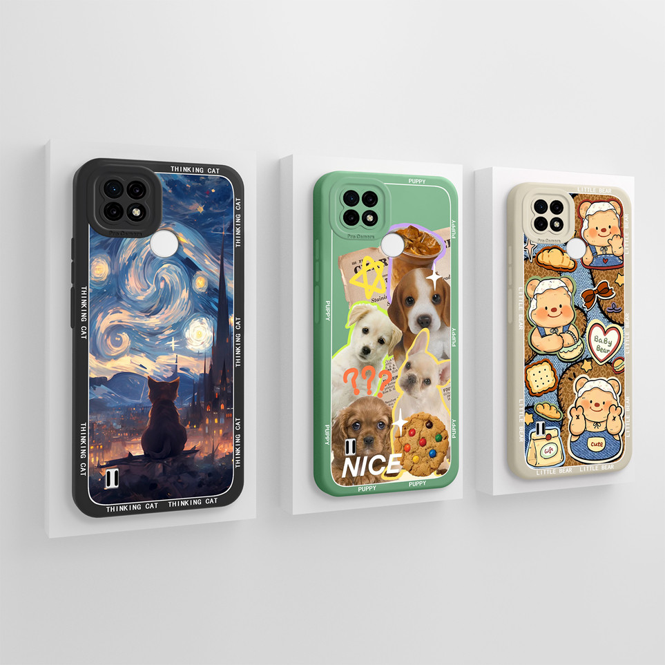 ปลอกสําหรับ OPPO Realme C21 C21y C25Y เคสโทรศัพท์น่ารักหมีสุนัขซิลิโคนนุ่มเกราะป้องกันสําหรับ Realme C25Y ปกหลังสําหรับ C21 C21y กรณี Capa กันชน