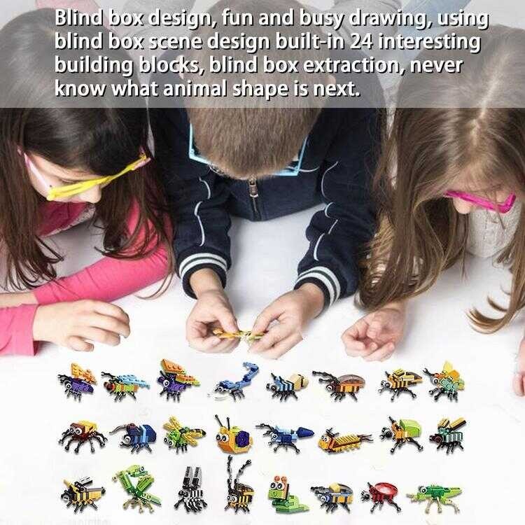 ♎ 12 In 1 Creative DIY Animal Insect Series Building Blocks Toy Educational Toys For Children Bir se
