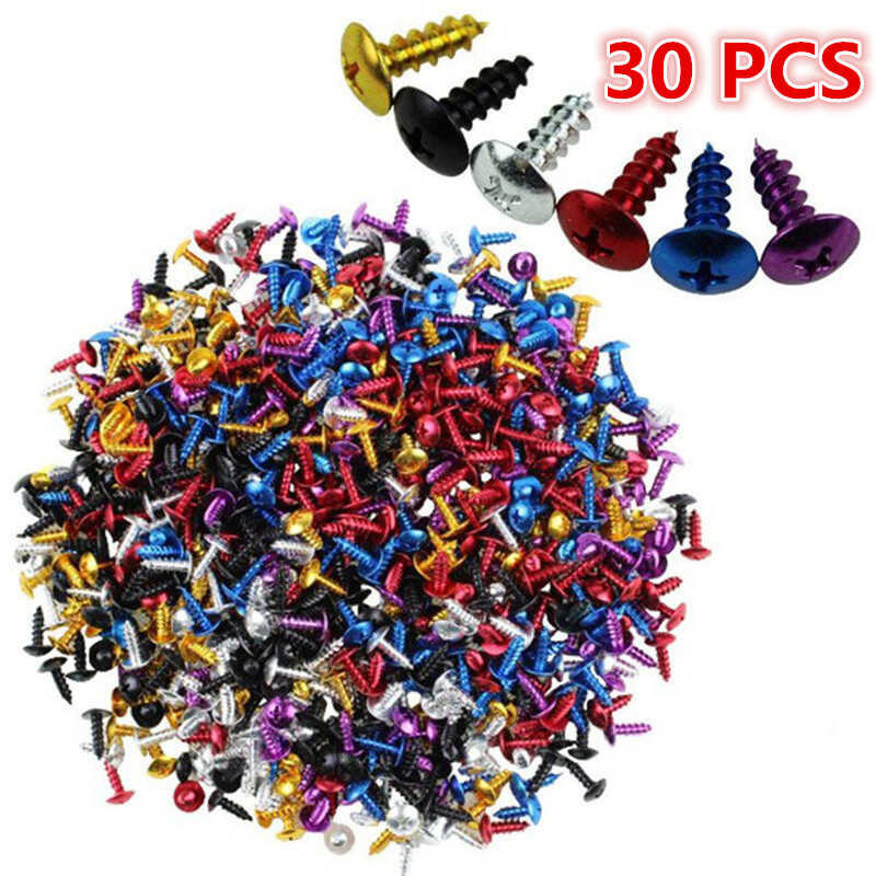 30 ชิ้น Universal Scooter Nut Bolt สีรูปลอกสไตล์รถจักรยานยนต์สกรูยึดชิ้นส่วนกรอบรถจักรยานยนต์สกรูแหลม Moto