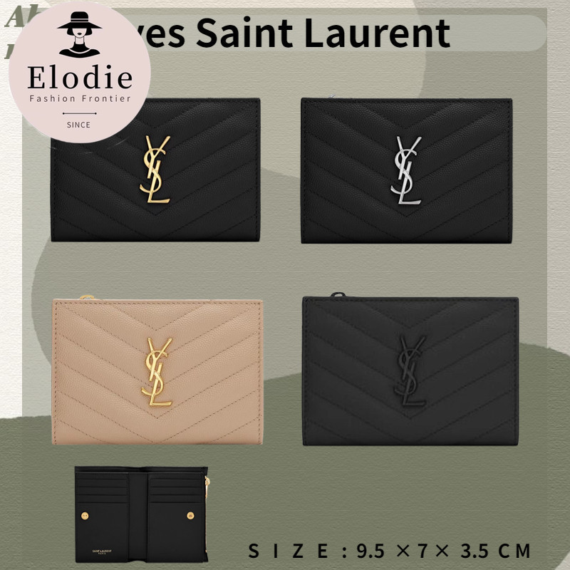 Saint Laurent YSL Marmont Bifold กระเป๋าสตางค์หนัง ใบสั้น สไตล์คลาสสิก สําหรับผู้หญิง