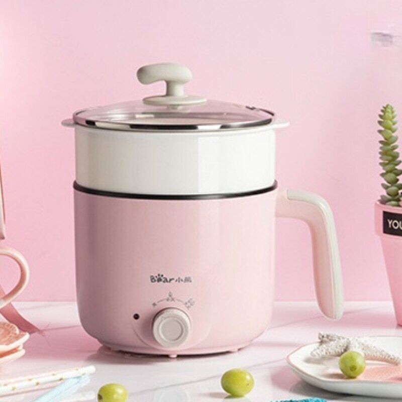 Bear/220V 1.2L Mini Portable Electric Rice Cooker Non-stick Multi Cooker Hot Pot for Travel Office S