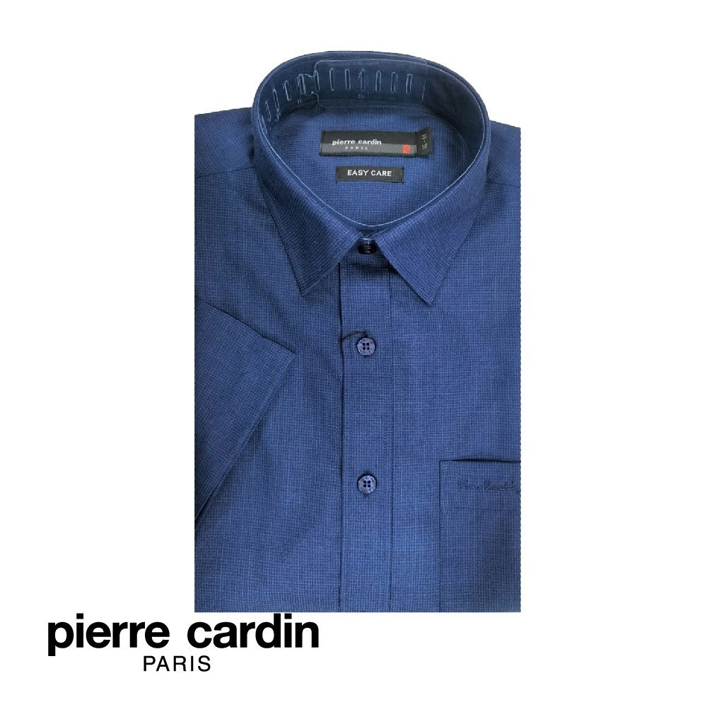 Pierre CARDIN เสื้อยืด แขนสั้น พร้อมกระเป๋า (พอดีตัว) สีฟ้า (W3405B-11373)